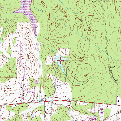 Topographic Map of Piney Hills Lake, GA