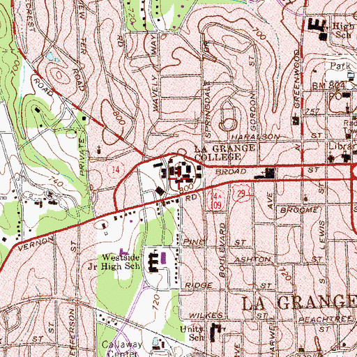 Topographic Map of Pitts Hall, GA