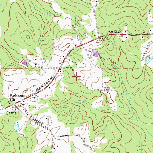 Topographic Map of Plantation Manor, GA