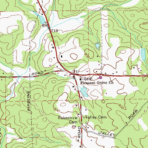 Topographic Map of Pleasant Grove, GA