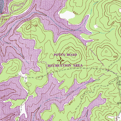 Topographic Map of Potts Road Recreation Area, GA