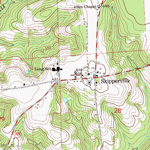 Topographic Map of Skipperville Post Office, AL