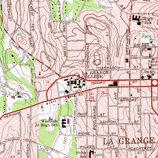 Topographic Map of Samuel C Dobbs Hall, GA