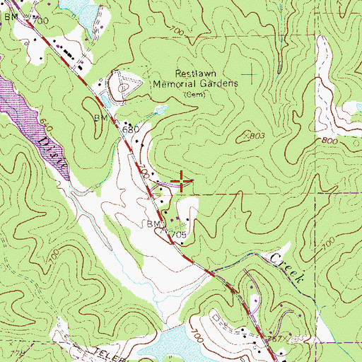 Topographic Map of Sassafrass Hills, GA