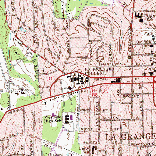 Topographic Map of Smith Hall, GA