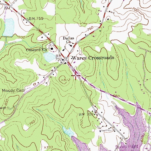 Topographic Map of Sturbridge, GA