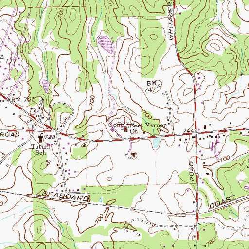 Topographic Map of Tatum Chapel Cemetery, GA