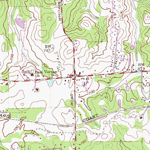 Topographic Map of Teavers Store (historical), GA