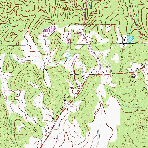Topographic Map of The Crossroads, GA