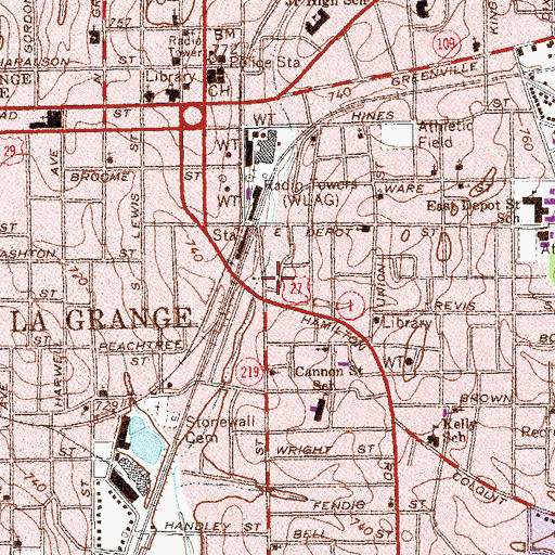 Topographic Map of Troup County, GA