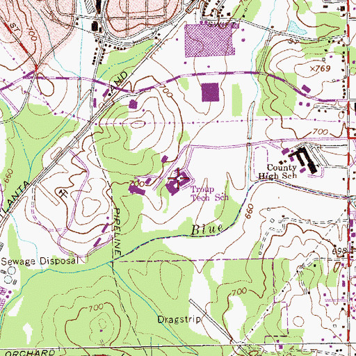 Topographic Map of West Georgia Technical College, GA