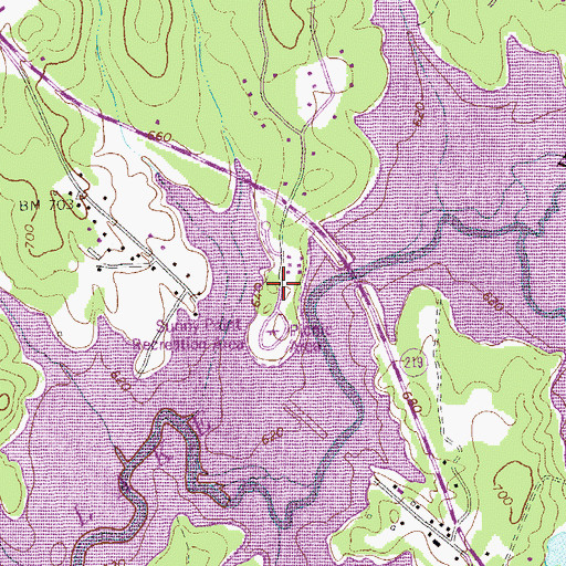 Topographic Map of Sunny Point Recreation Area, GA