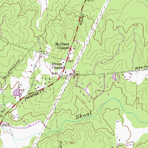 Topographic Map of Union Cemetery, GA