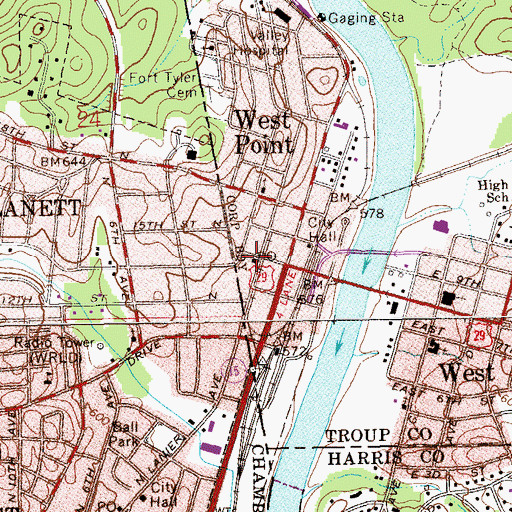 Topographic Map of West Point Post Office, GA