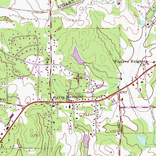Topographic Map of Woodfield, GA