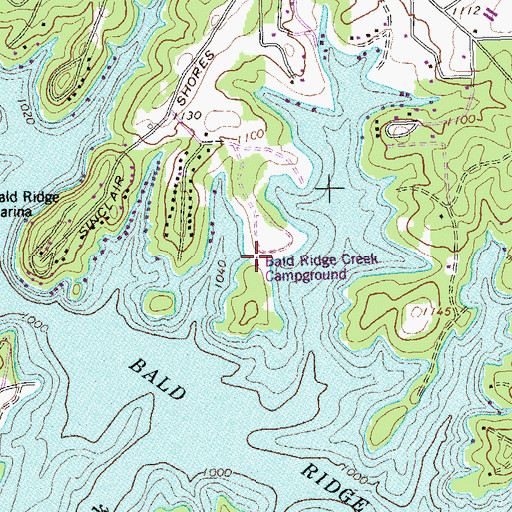 Topographic Map of Bald Ridge Creek Campground, GA