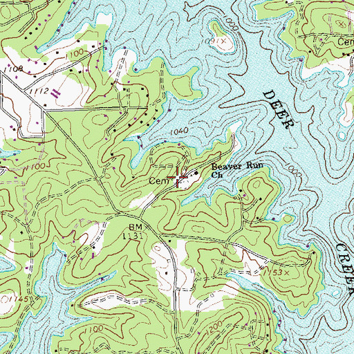 Topographic Map of Beaver Run Baptist Cemetery, GA