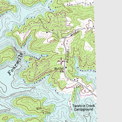 Topographic Map of Bethel Cemetery, GA