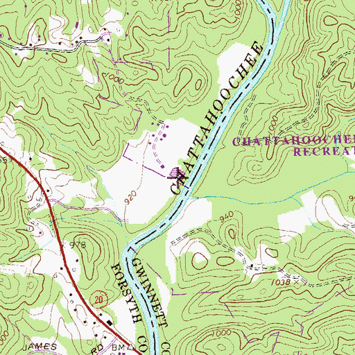 Topographic Map of Buford State Trout Hatchery, GA