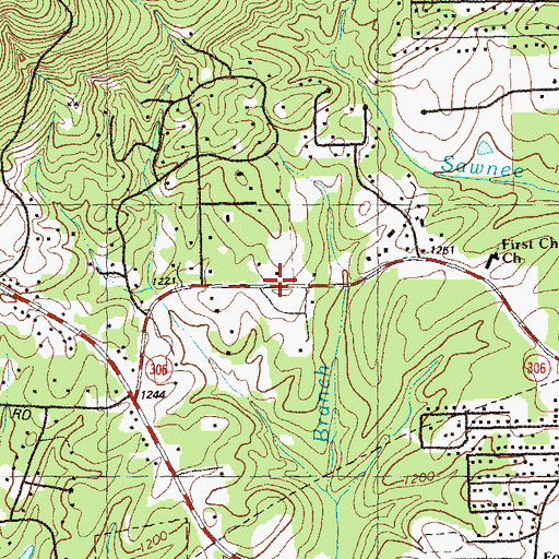 Topographic Map of First Baptist Church, GA