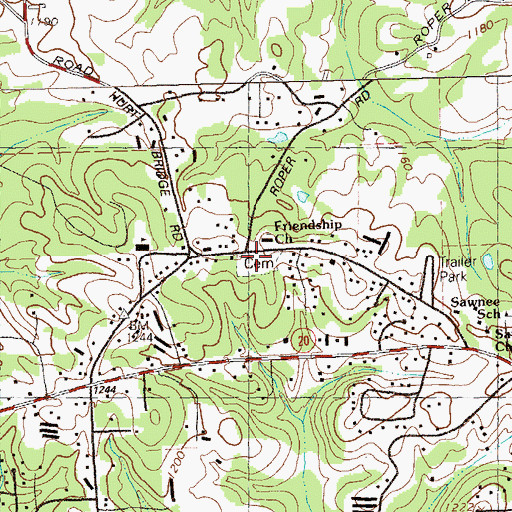 Topographic Map of Friendship Cemetery, GA