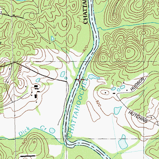 Topographic Map of Gilberts Ferry (historical), GA