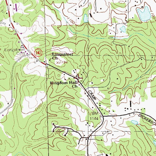 Topographic Map of Kingdom Hall Church, GA