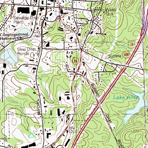 Topographic Map of Lakeland Plaza Shopping Center, GA
