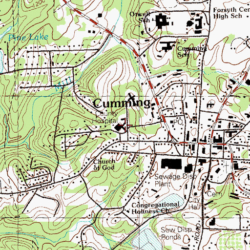 Topographic Map of Lakeside Community Hospital, GA