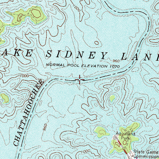 Topographic Map of Lights Ferry (historical), GA