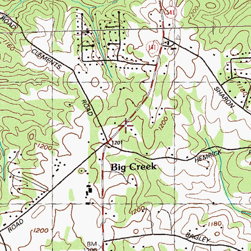 Topographic Map of Mount Calvary Baptist Church, GA