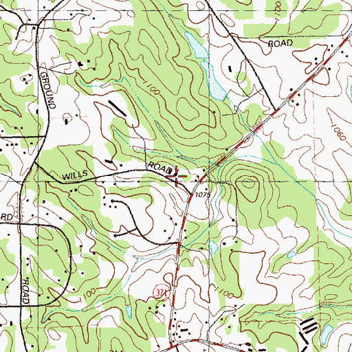 Topographic Map of New Light Church, GA