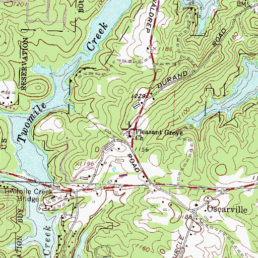 Topographic Map of Pleasant Grove Baptist Cemetery, GA