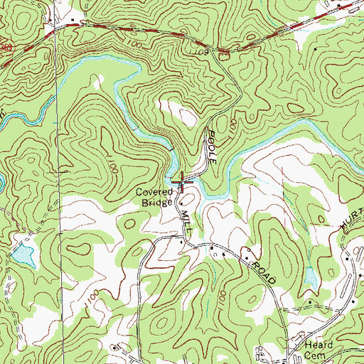 Topographic Map of Pooles Mill Covered Bridge, GA