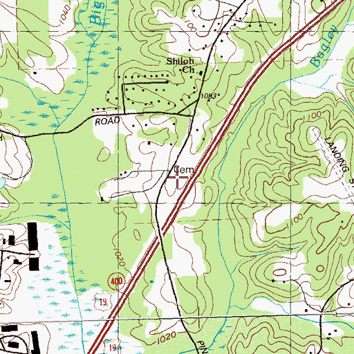 Topographic Map of Shiloh Cemetery, GA