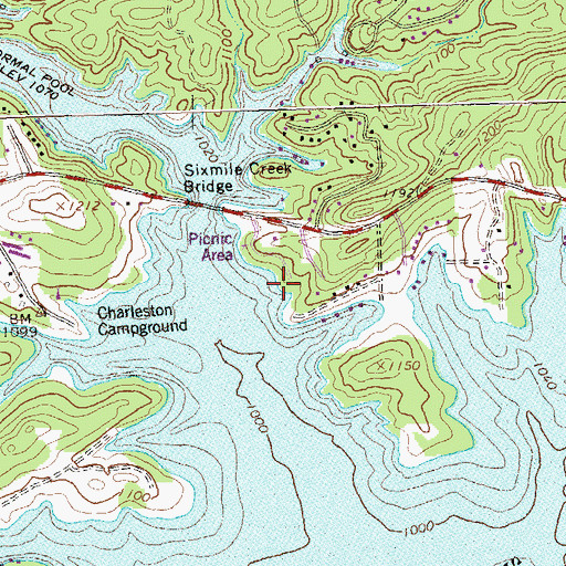 Topographic Map of Six Mile Creek Access Point, GA