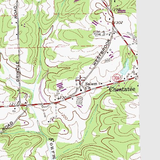 Topographic Map of Westbrook Cemetery, GA