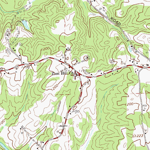 Topographic Map of Zion Hill Baptist Cemetery, GA