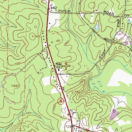Topographic Map of Alcovy Mobile Home Park, GA