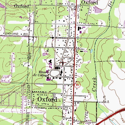 Topographic Map of Allen Memorial United Methodist Church, GA