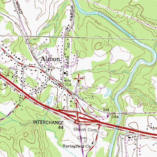 Topographic Map of Almon Baptist Church, GA