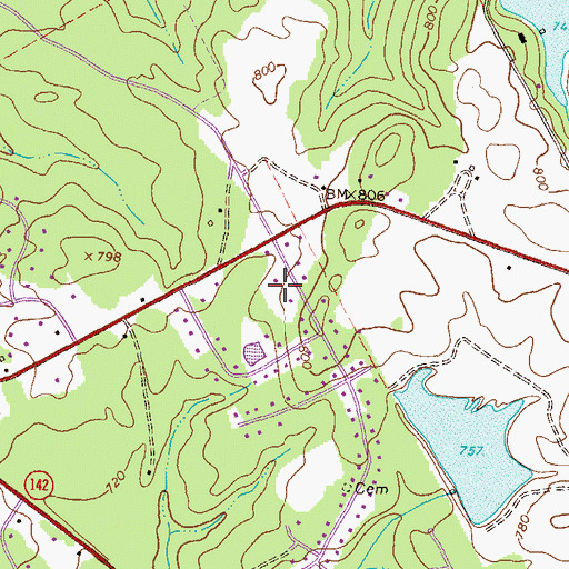 Topographic Map of Beacon Hill, GA
