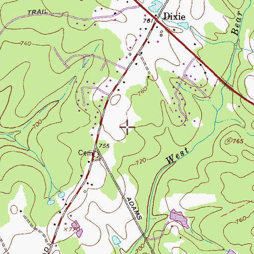 Topographic Map of Bear Creek Estates, GA