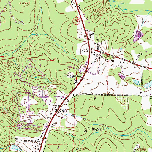 Topographic Map of Bethel Bara Cemetery, GA