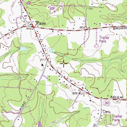 Topographic Map of Buck Creek, GA