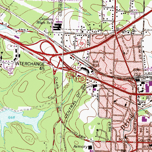 Topographic Map of Covington Crossings Shopping Center, GA