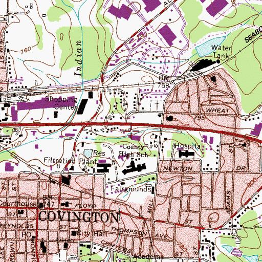 Topographic Map of Covington Plaza Shopping Center, GA