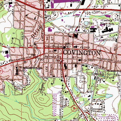 Topographic Map of Covington Post Office, GA