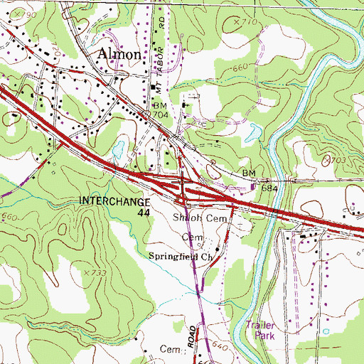 Topographic Map of Exit 44, GA