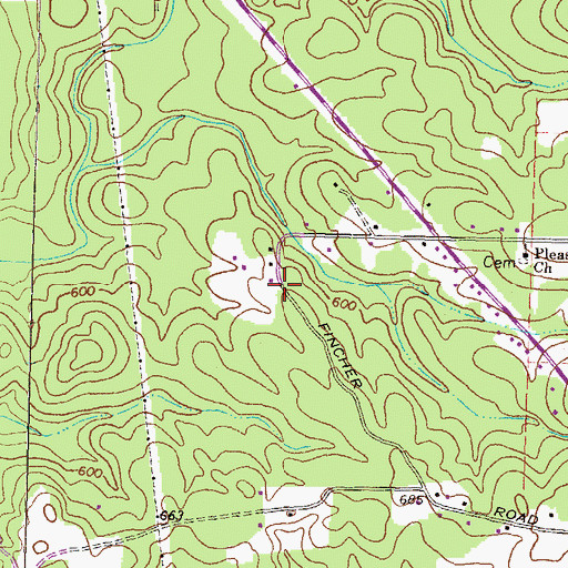 Topographic Map of Fincher Farms, GA
